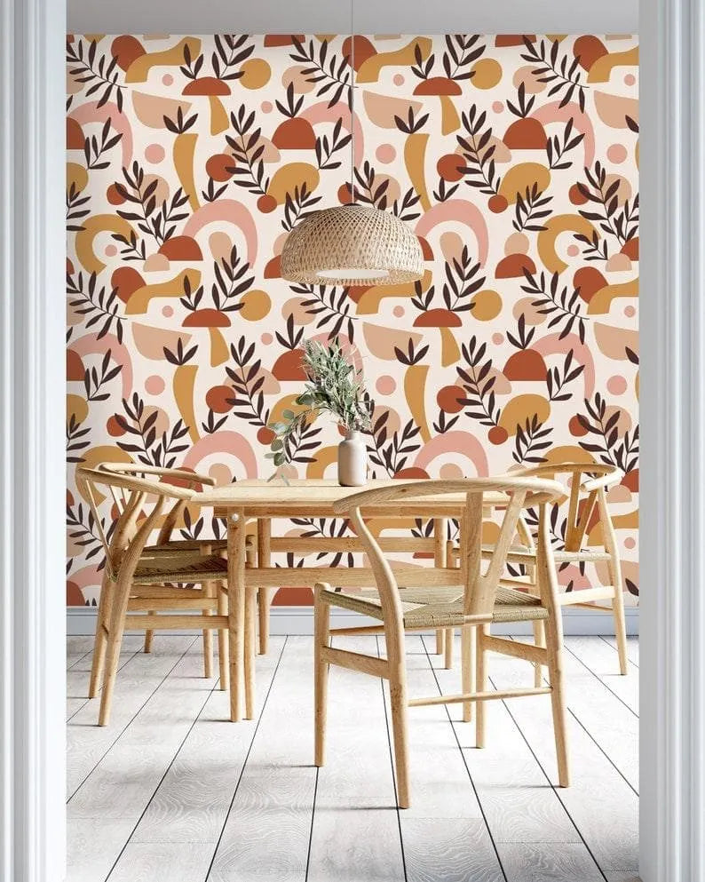 Abstract Beige Geometric Terracotta Wallpaper