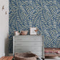 Abstract Blue Leaves Wallpaper Mural