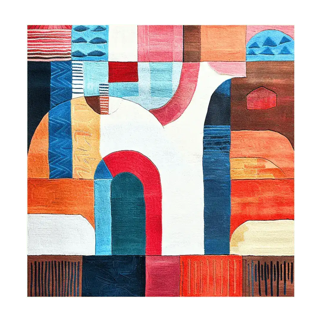 Abstract Cityscape Hand Tufted Rug