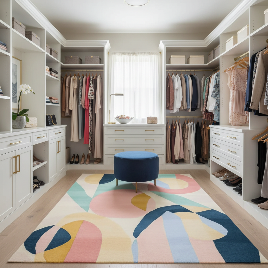 Abstract Color Motion Hand Tufted Rug