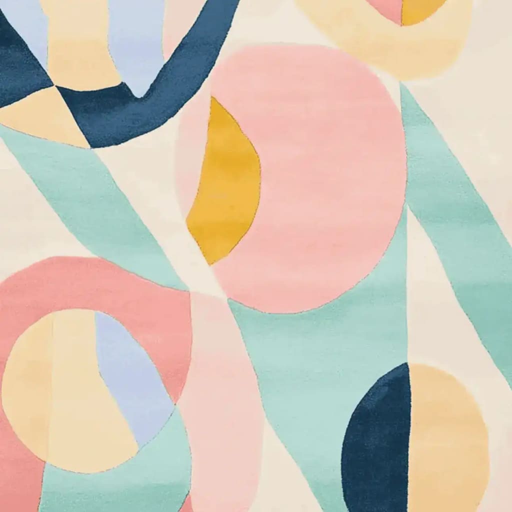 Vibrant abstract color motion area rug featuring a hand-tufted wool design with contemporary patterns. Ideal for enhancing area rugs for living room settings, this contemporary wool rug adds a stylish and artistic touch to any space.