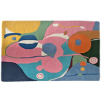 Abstract multicolored rug on a white background