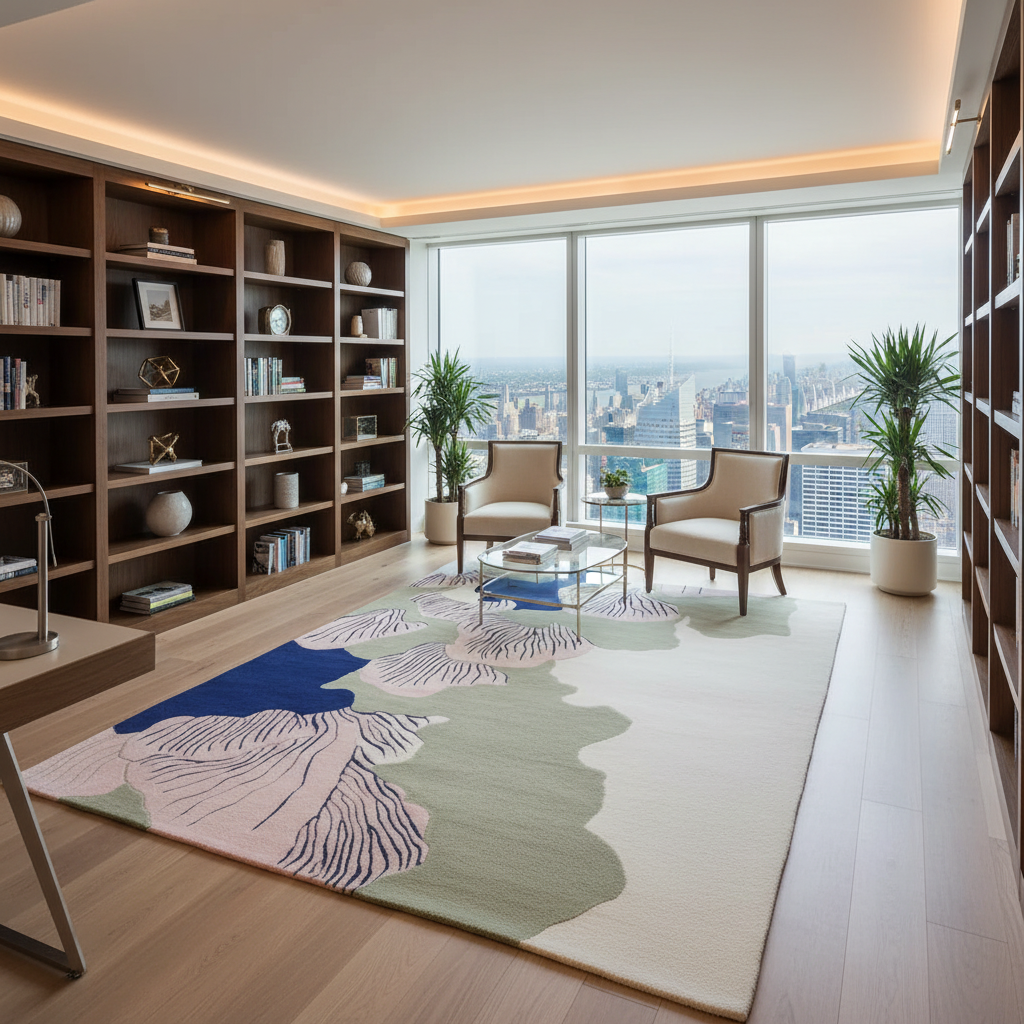 Abstract Costal Bloom Hand Tufted Rug