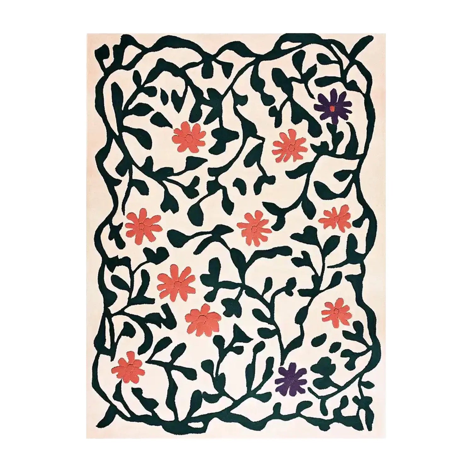 Abstract Floral Meadow Hand Tufted Wool Rug