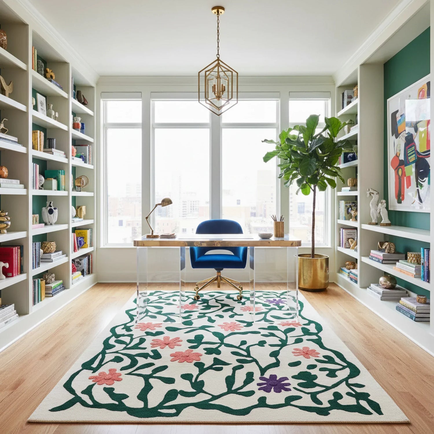 Abstract Floral Meadow Hand Tufted Wool Rug