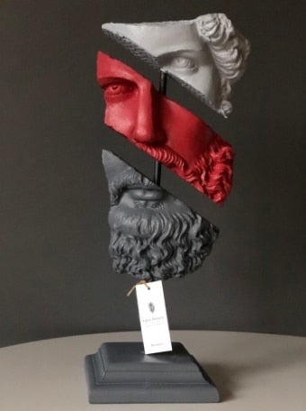 Abstract Geometric Poseidon Bust Statue Sculpture