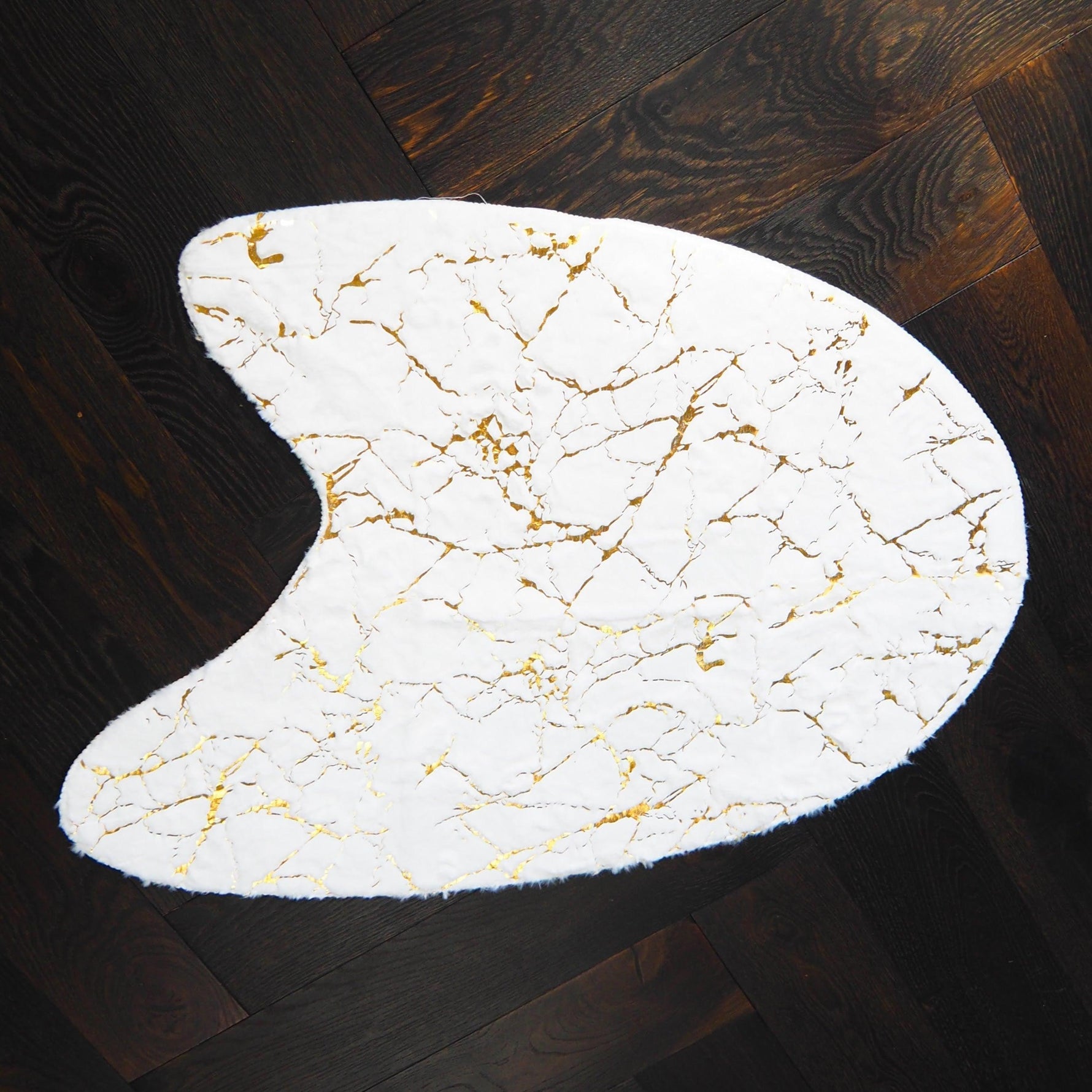 Abstract Gold Gilded Artist Palette Accent Rug