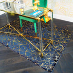 Abstract Gold Gilded Rectangular Accent Area Rug