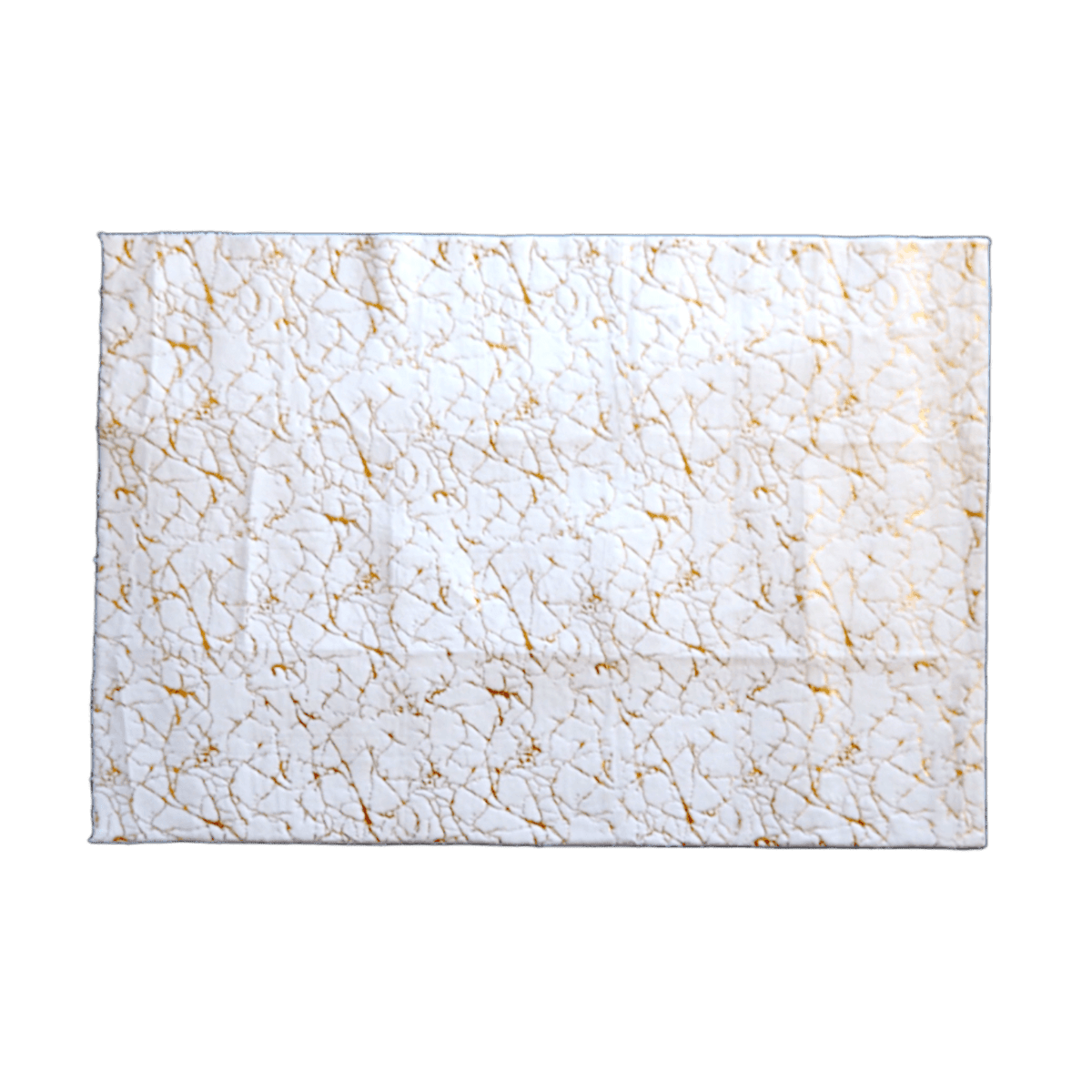 Abstract Gold Gilded Rectangular Accent Area Rug White