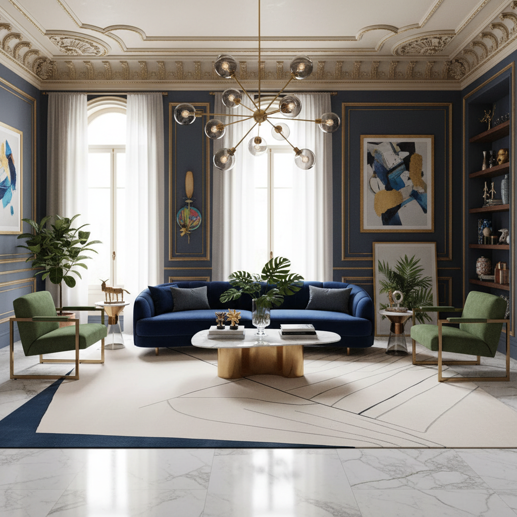 Abstract Line Field Hand Tufted Rug