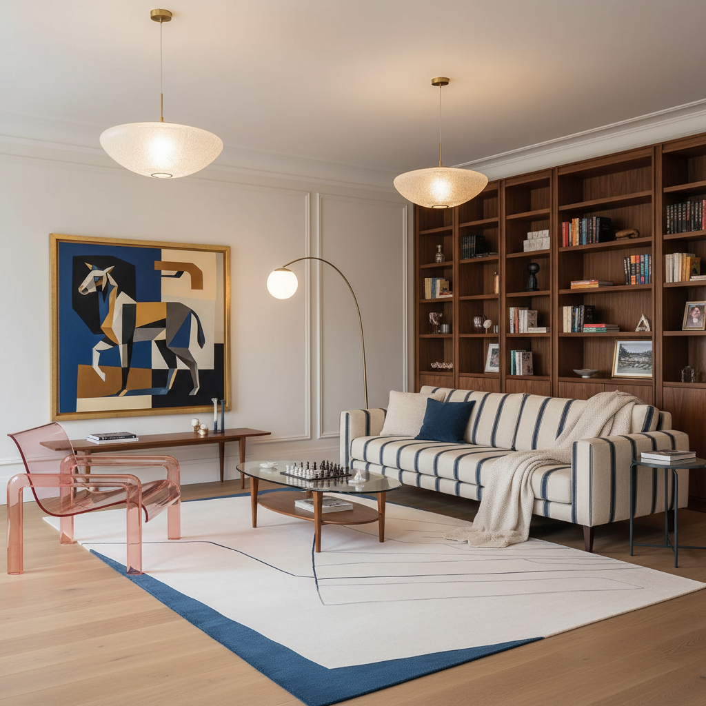 Abstract Line Field Hand Tufted Rug