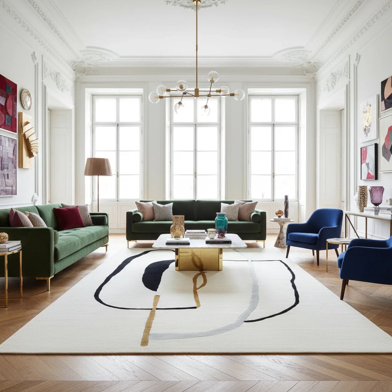 Abstract Line Story Hand Tufted Rug