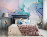 Abstract Pink Purple Blue Faux Gold Wallpaper Mural