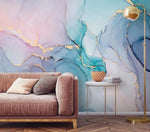 Abstract Pink Purple Blue Faux Gold Wallpaper Mural