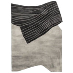 Top view of the Abstract Rhythmic Line Hand Tufted Area Rug showcasing its contemporary design with flowing lines. Perfect for enhancing large living rooms, this wool rug offers a modern touch to any space.