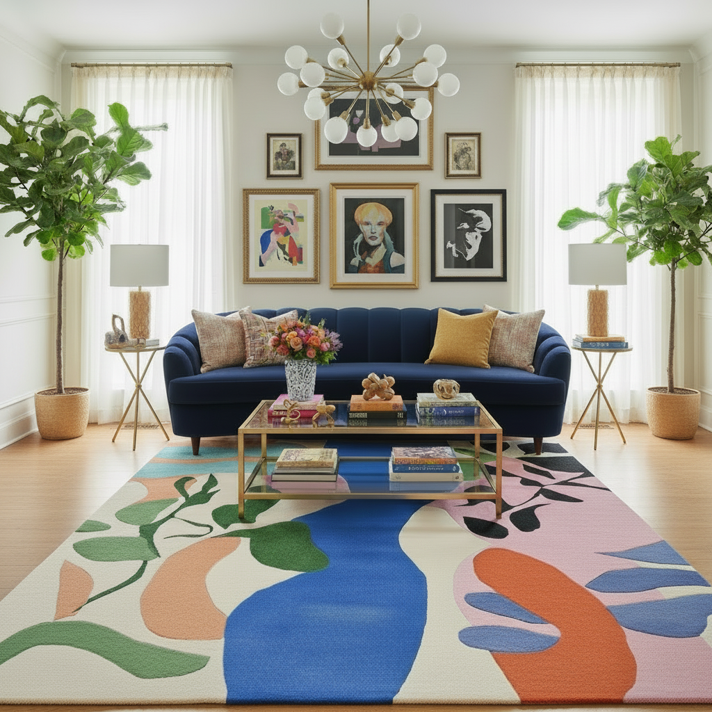 Abstract Shape Sequence Hand Tufted Rug