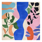 Vibrant Abstract Shape Sequence Hand Tufted Area Rug featuring bold colors and organic forms, perfect for large living room spaces. This contemporary wool rug adds a modern touch to any setting, with its unique design elements creating an artistic focal point in rugs for living rooms.