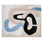 Abstracted in Motion Hand Tufted Area Rug featuring a swirl of contemporary colors including black, blue, and beige. This wool rug is perfect for adding a modern touch to any living room, especially suitable as an 8x10 area rug.
