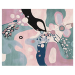 Top view of the Abstracted Space Fields Hand Tufted Area Rug, showcasing a vibrant blend of pastel colors in a contemporary design. Perfect for enhancing living room aesthetics, this wool rug offers a unique touch to any space, especially suitable for living room rugs 8x10.