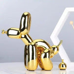 Air Balloon Dog Pooping Figurine Electroplated gold