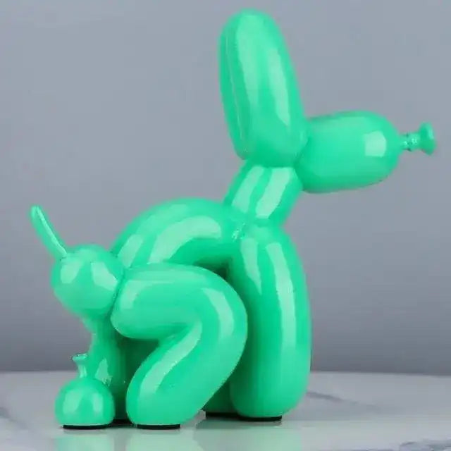 Air Balloon Dog Pooping Figurine Green