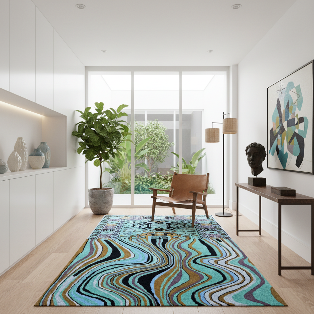 Alaia Persian Turquoise Melting Area Rug