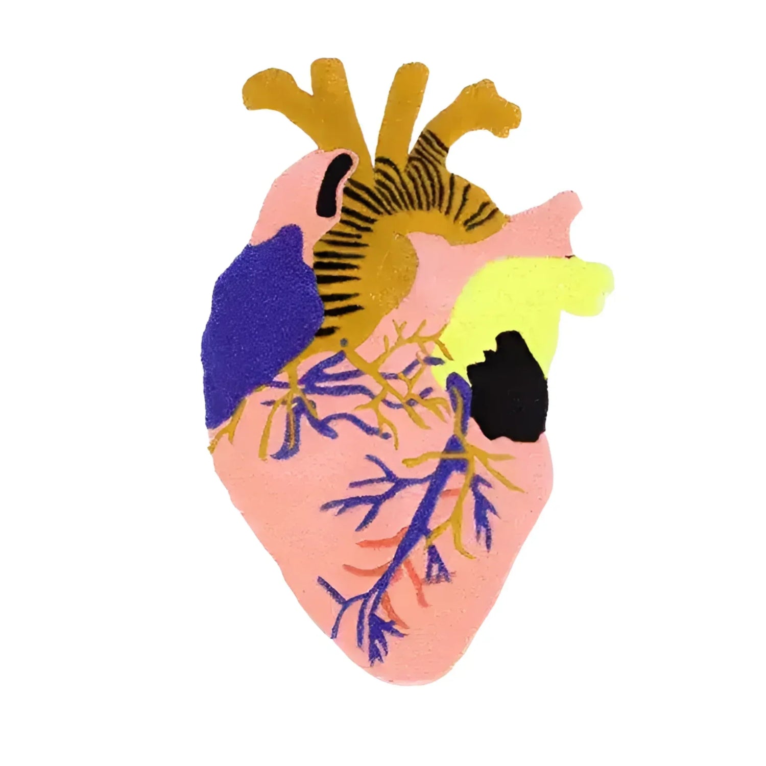 Anatomical Heart Shaped Wool Rug - Peach