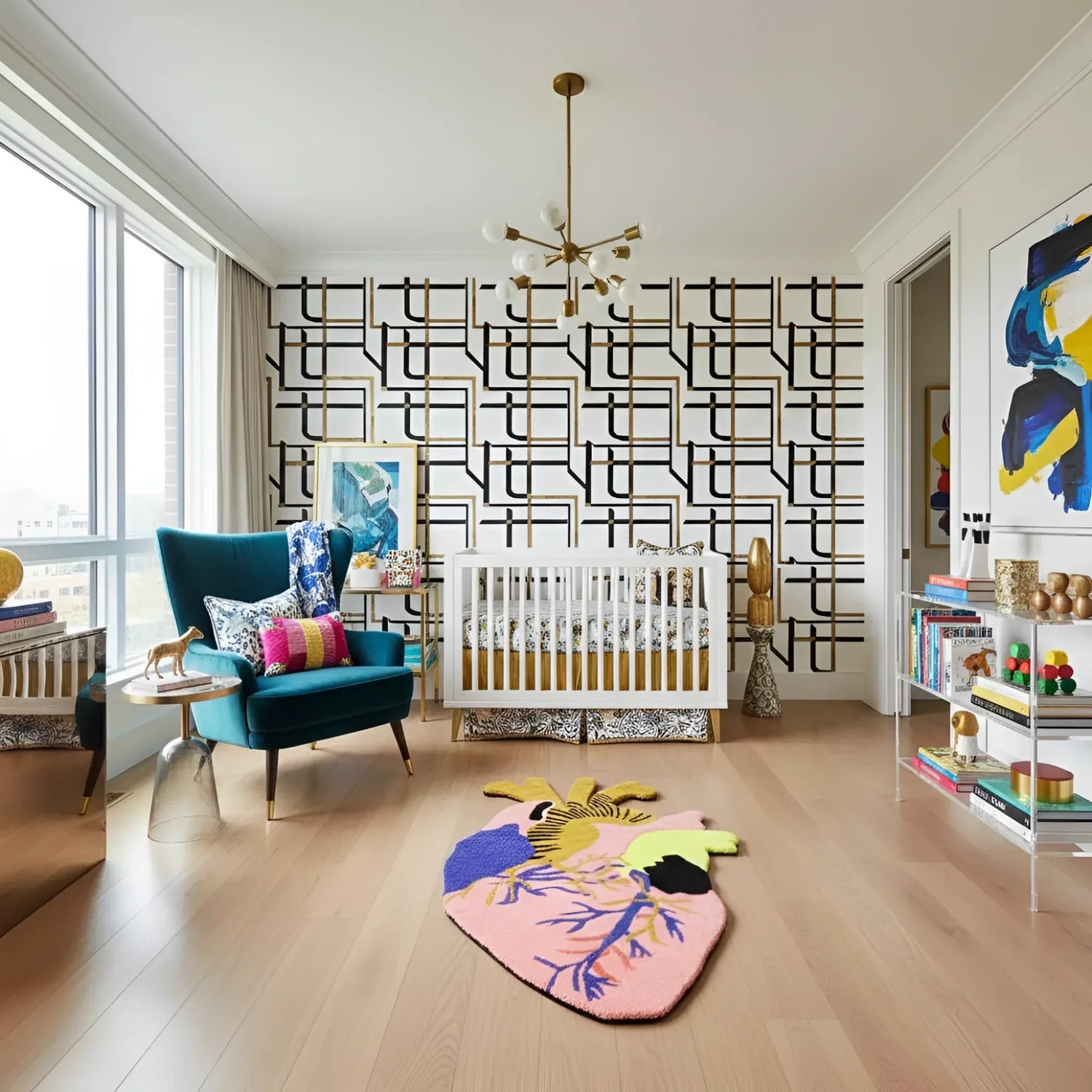 Anatomical Heart Shaped Wool Rug - Peach