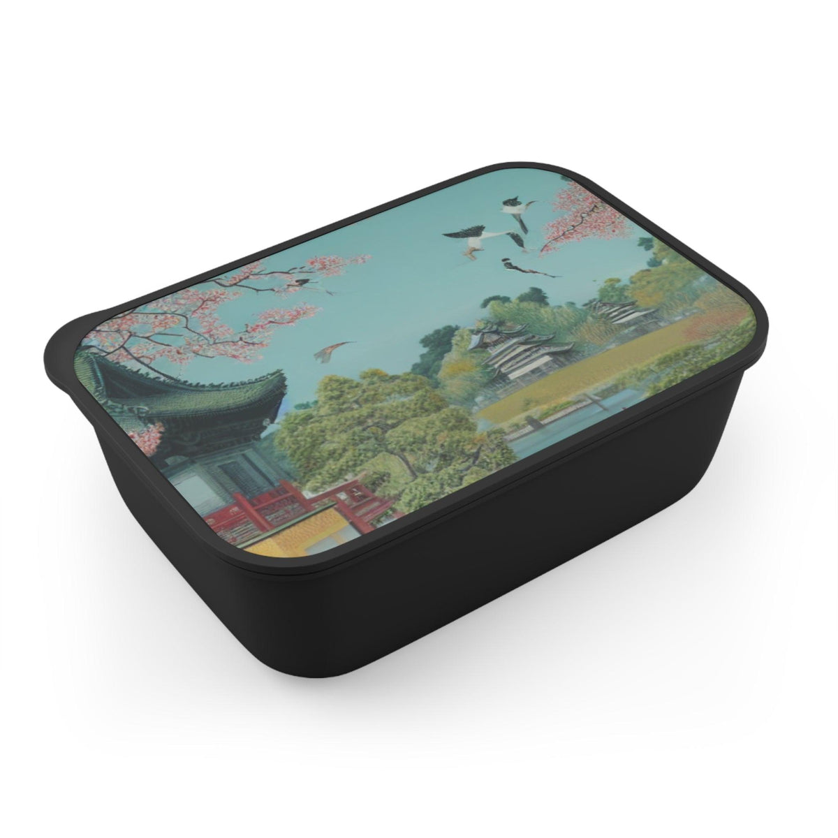 Ancient Japan PLA Bento Box with Band and Utensils