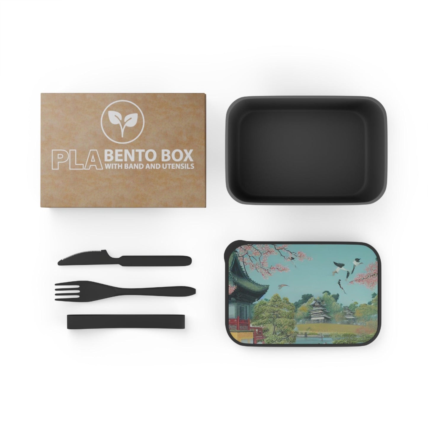 Ancient Japan PLA Bento Box with Band and Utensils - MAIA HOMES