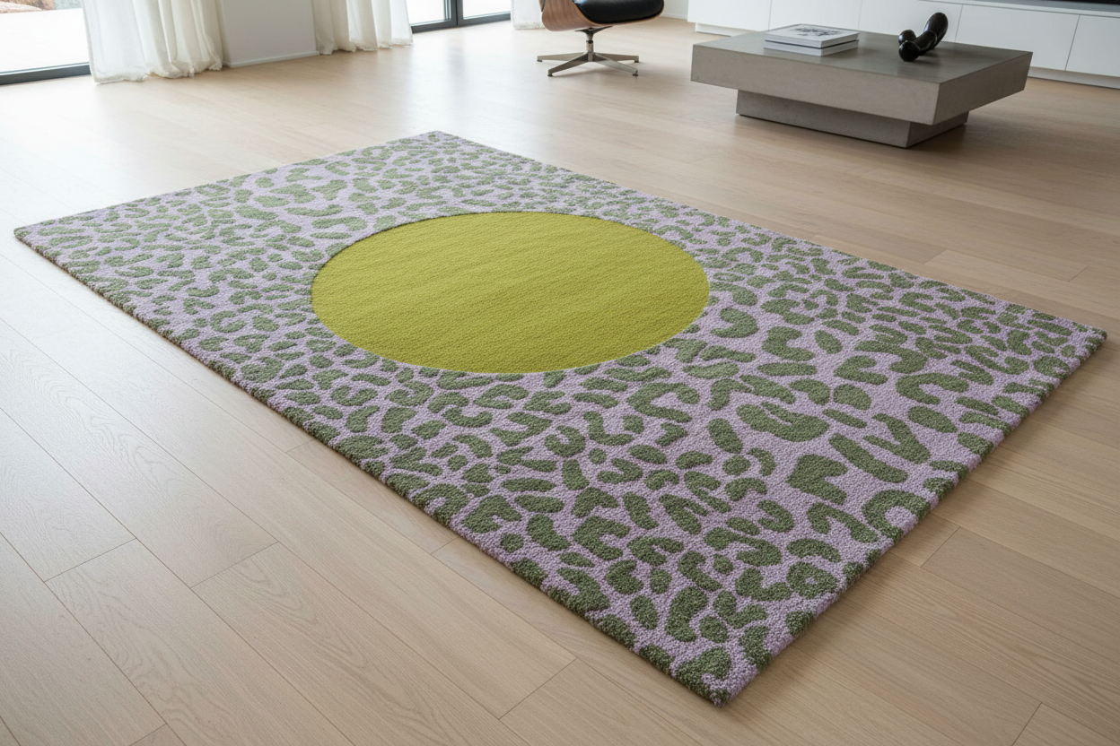 Animal Print Golden Lunar Hand Tufted Wool Rug