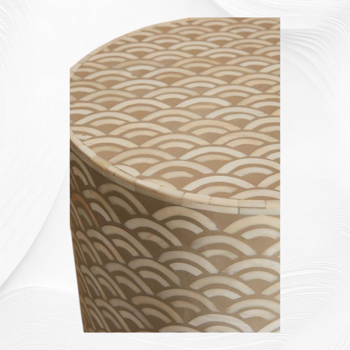 Arc bone inlay end table, detail