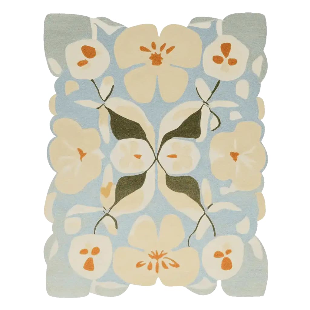 Art Bloom Reverie Hand Tufted Area Rug, showcasing a beautiful floral design with soft pastel colors, perfect for contemporary living room decor. This wool rug adds a touch of elegance and warmth, making it an ideal choice for those seeking stylish area rugs for their living spaces.