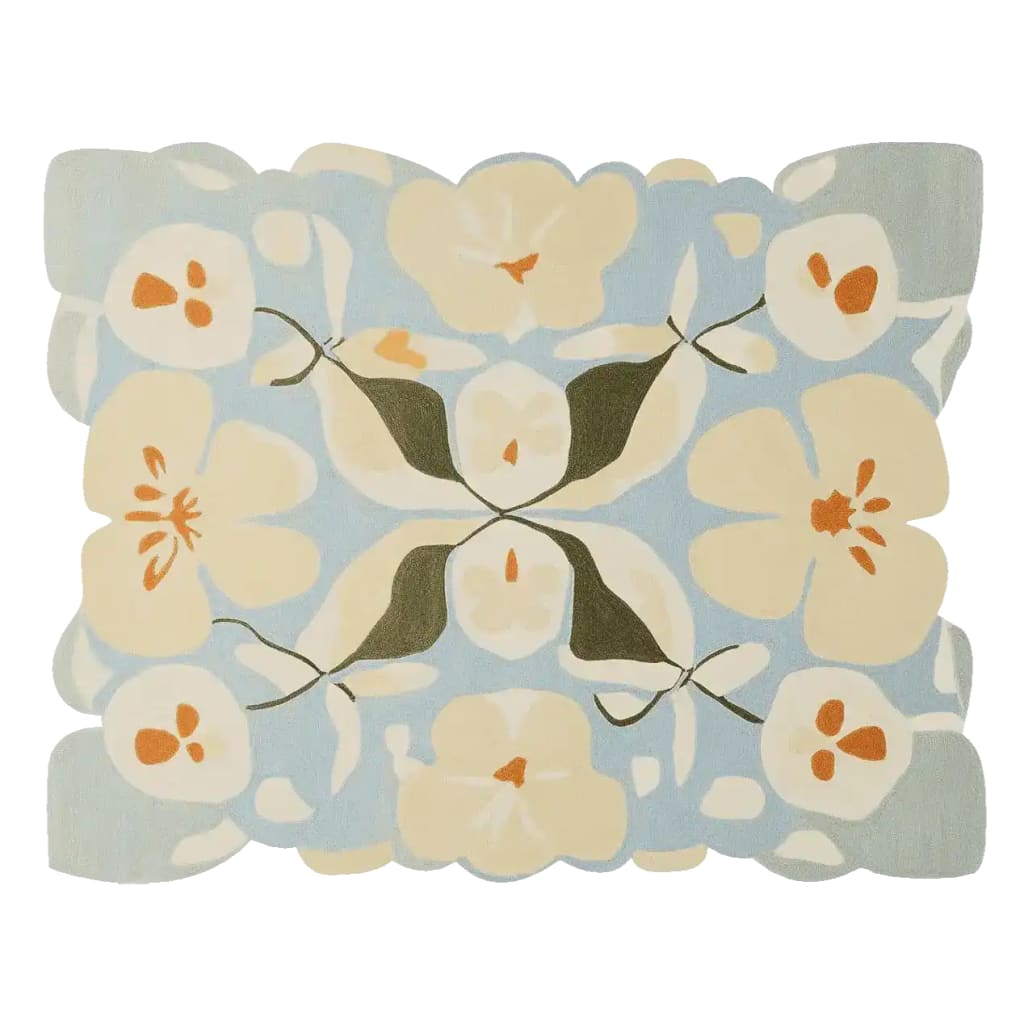 A beautifully designed Art Bloom Reverie Hand Tufted Area Rug with a contemporary floral pattern in soft pastel shades, perfect for enhancing any living room decor. This wool rug offers a stylish and cozy touch to your space, making it an ideal choice for area rugs for living rooms.