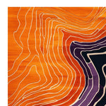 Vibrant Art Deco Current Hand Tufted Area Rug featuring bold orange, red, and purple abstract patterns. Perfect for adding a contemporary touch to living room area rugs, this wool rug combines style and comfort, ideal for modern homes seeking unique area rugs for living rooms.