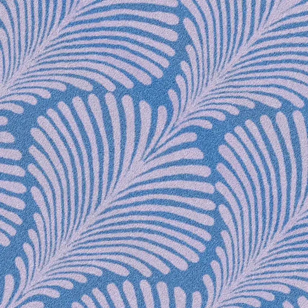 Stylish Art Deco Scallop Blue Area Rug crafted from hand-tufted wool, featuring an elegant and intricate pattern perfect for office spaces or as a large area rug for living rooms.