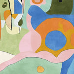 An abstract design on an Art Pop Hand Tufted Area Rug, showcasing vibrant colors and shapes. This contemporary wool rug is perfect for adding a splash of color to living room spaces. Ideal as a living room area rug, particularly in an 8x10 size, it combines modern artistry with the comfort of a wool rug.