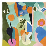 This vibrant Art Pop Hand Tufted Area Rug features an abstract design with bold colors like orange, blue, and green, perfect for adding a contemporary touch to any living room. Ideal as a living room area rug, this 8x10 wool rug showcases a modern aesthetic that complements various decor styles.