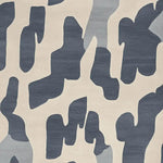 A contemporary hand-tufted area rug featuring an abstract design with shades of blue and cream. This wool rug is perfect for adding a modern touch to living room spaces, available in the popular 8x10 size.