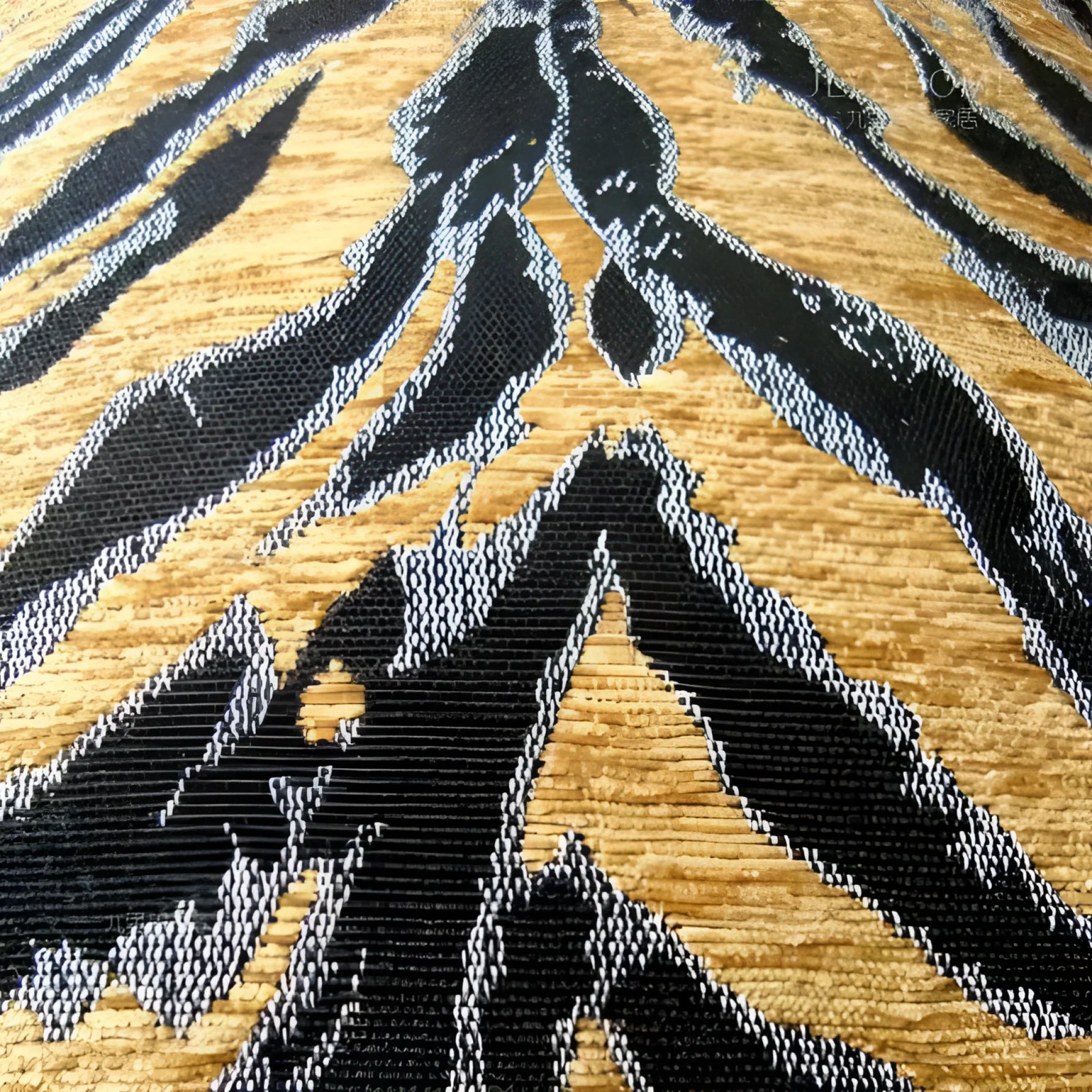Asian tiger stripe jacquard throw pillow cover featuring bold black and gold patterns, perfect for home decor.