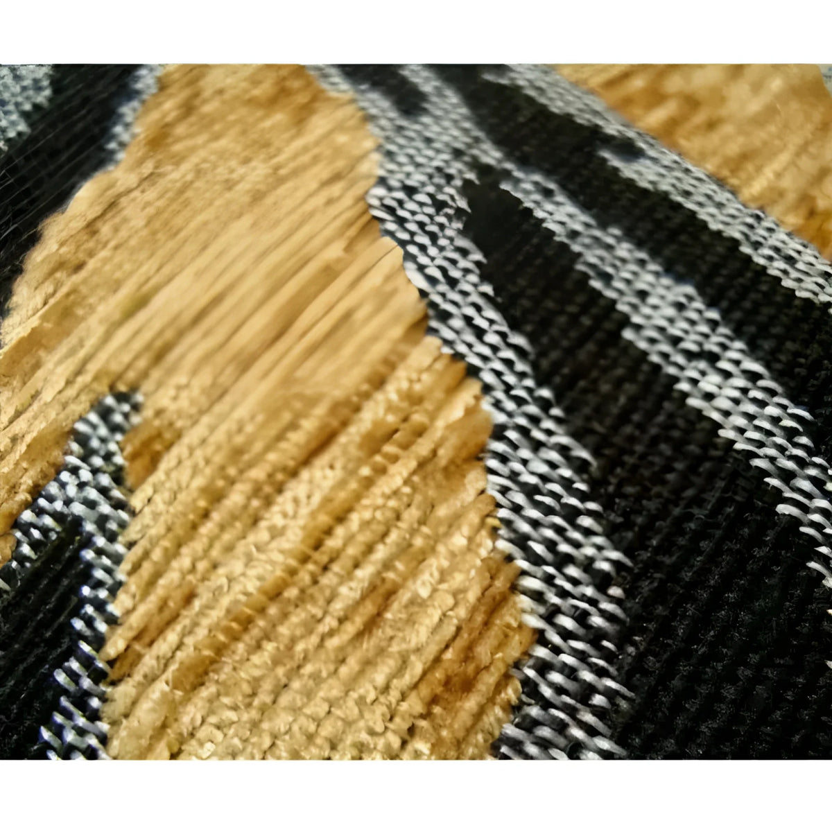 Close-up of Asian Tiger Stripe Jacquard Throw Pillow Cover showcasing intricate fabric texture and bold colors.