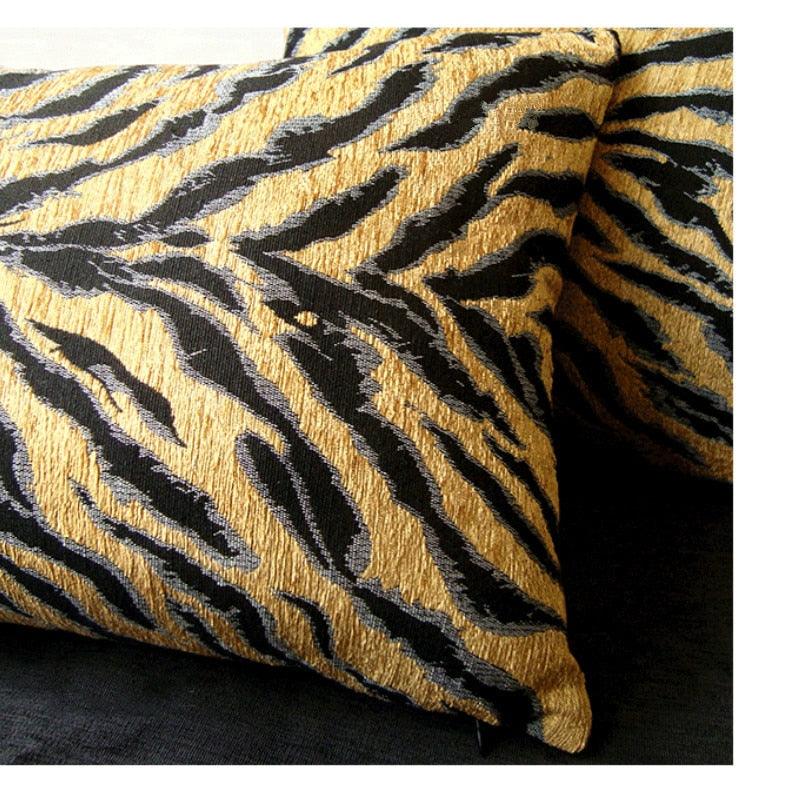 Asian Tiger Stripe Jacquard Throw Pillow Cover