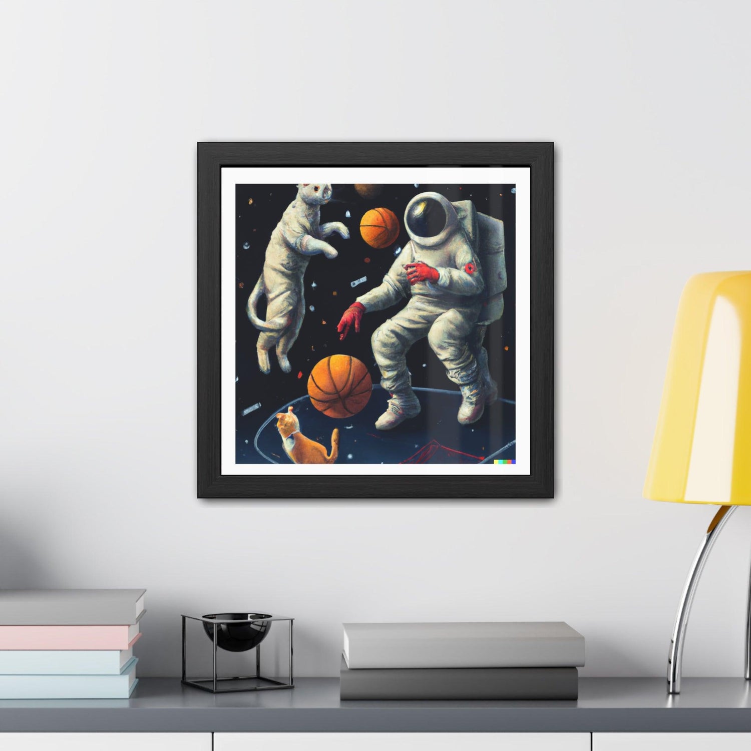 Astronaut Party in Space Framed Poster Wall Art