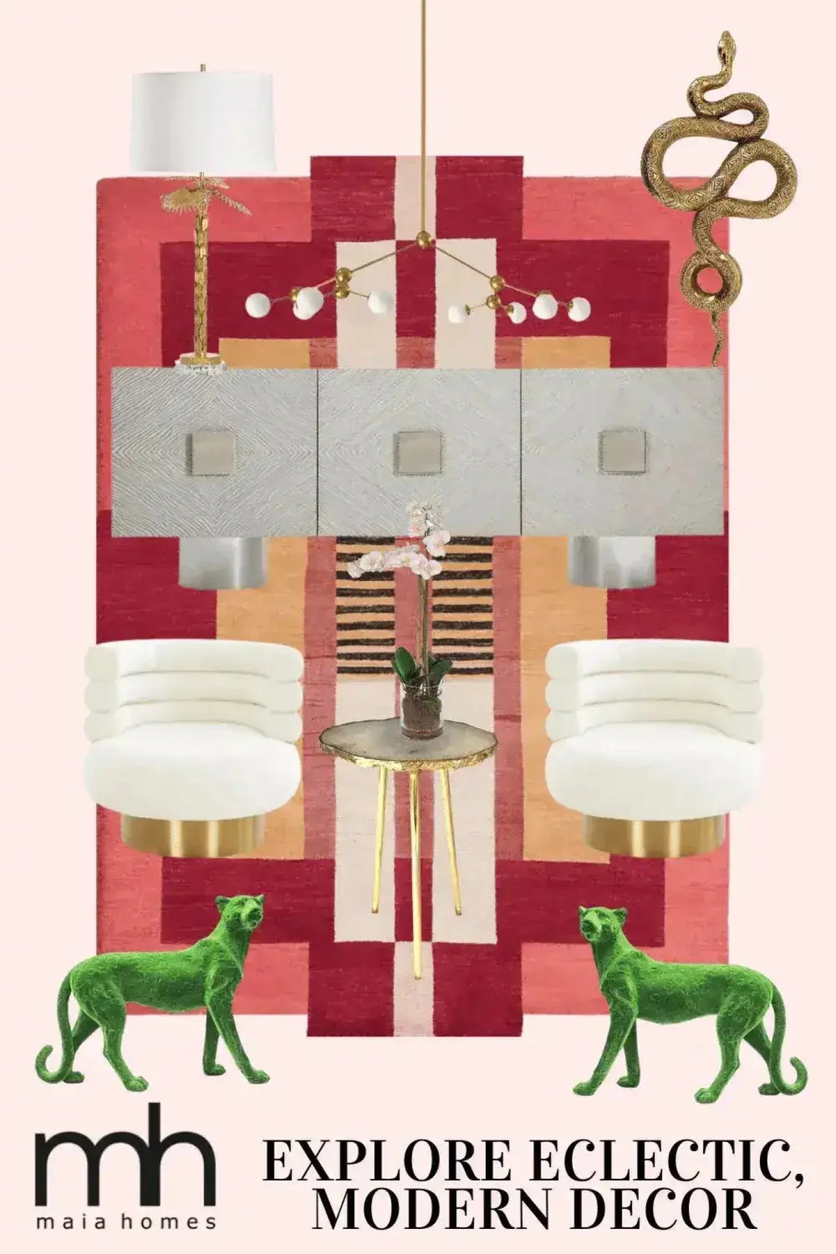 A vibrant Aztec Red Hand Tufted Wool Rug displayed in a modern living room setting. The area rug features bold geometric patterns in red and orange, perfectly complementing the eclectic decor. Ideal for large living rooms or as a statement piece in the bedroom, this contemporary wool rug adds warmth and style to any space.