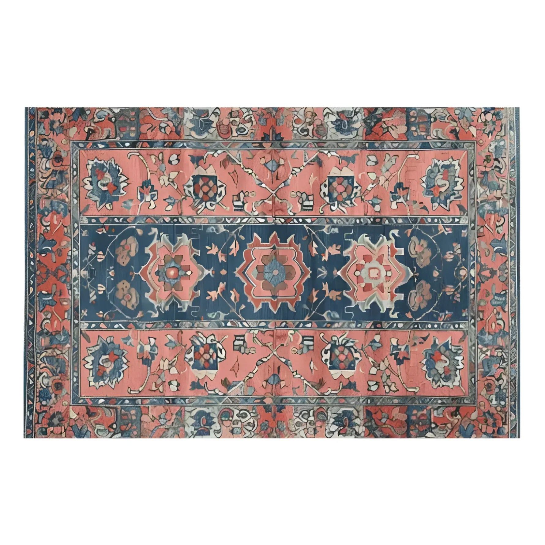 This beautifully crafted area rug showcases an ornate Persian design with rich blue and warm red tones. Ideal for adding a vintage touch to your living room, the Autumnal Elegance Hand Knotted Rug offers a classic aesthetic that complements a variety of decor styles.