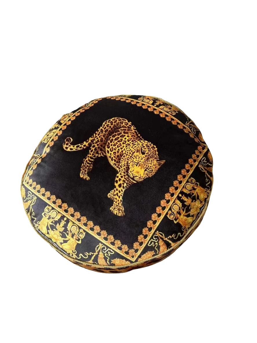 Round Velvet Leopard Throw Pillow Cover