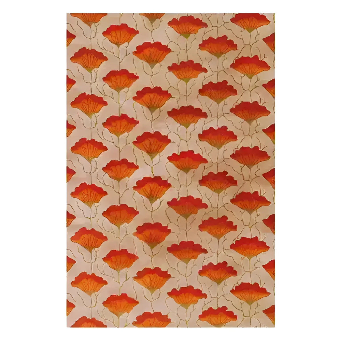 A beautifully designed Balanced Bloom Hand Tufted Area Rug showcasing vibrant orange floral patterns on a soft beige background. This wool rug is perfect for adding warmth and style to any living room. Ideal for those seeking large area rugs, its 8x10 size makes it a standout piece among living room area rugs.