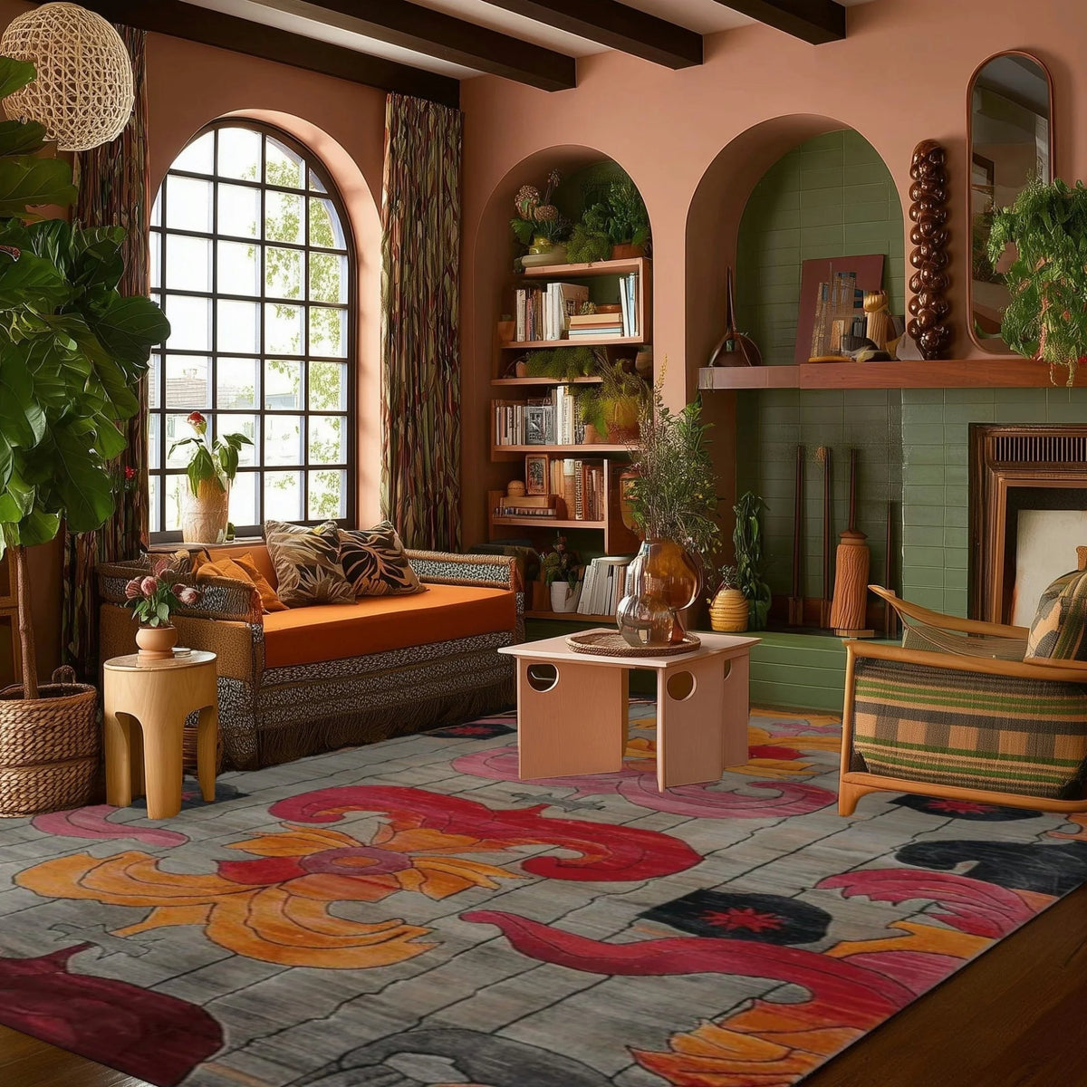 Baroque Fire Bloom Hand Tufted Rug