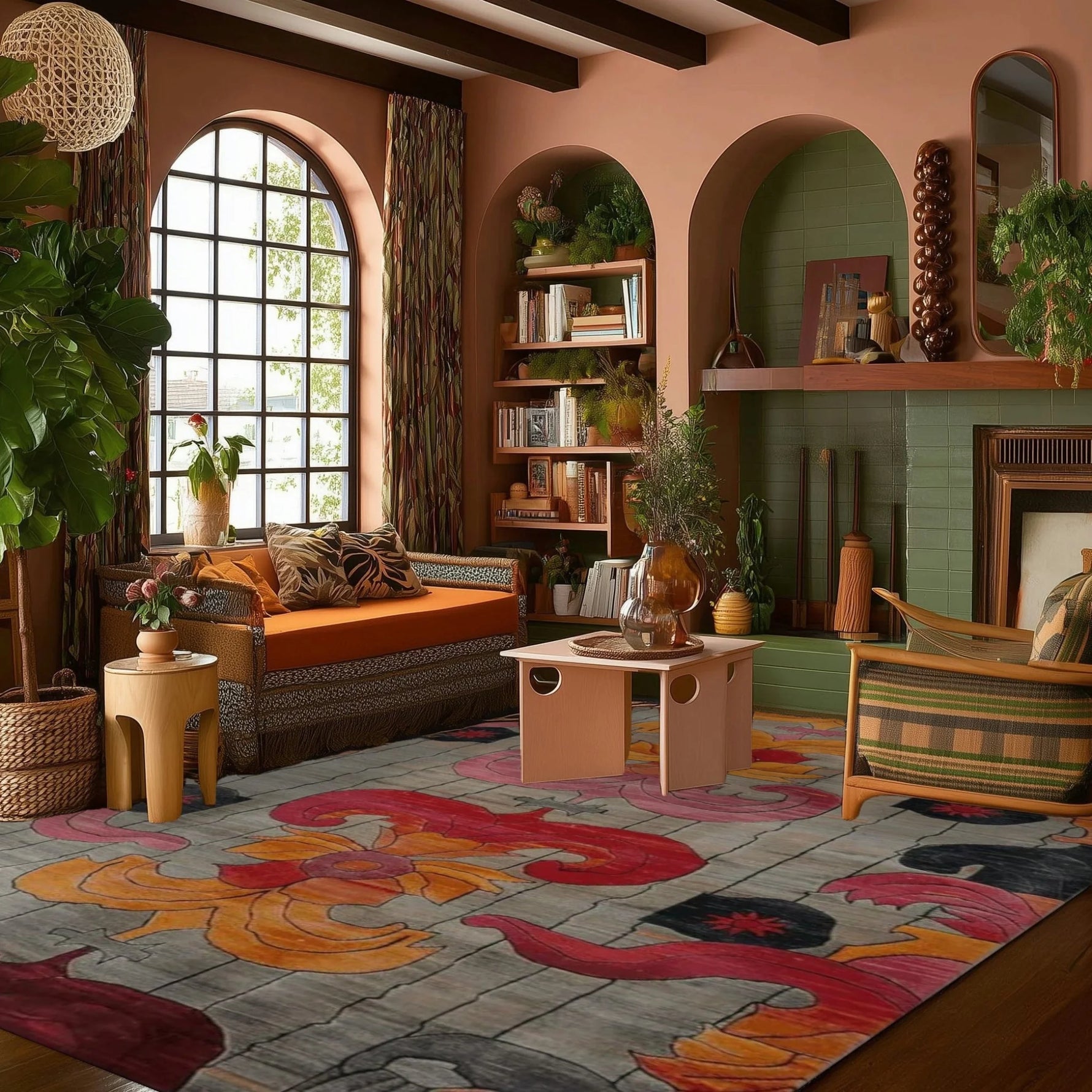 Baroque Fire Bloom Hand Tufted Rug