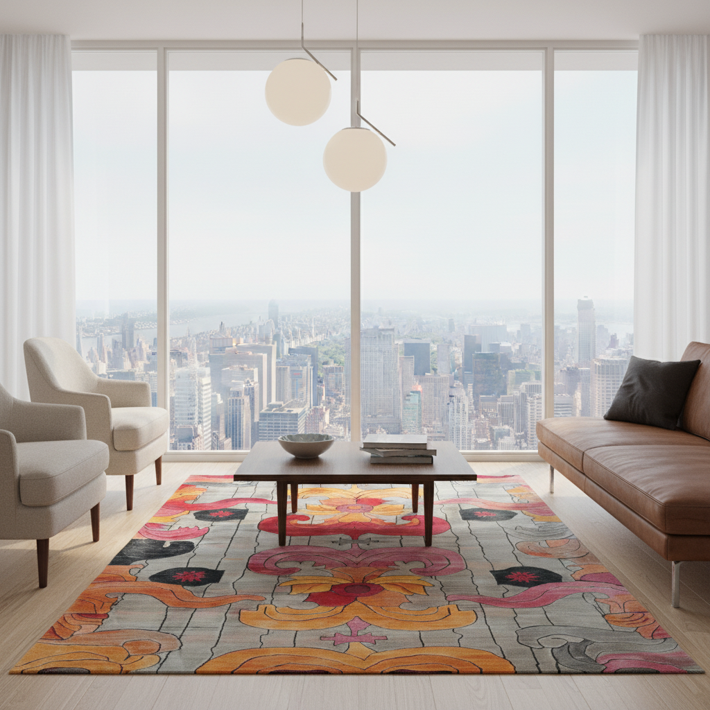 Baroque Fire Bloom Hand Tufted Rug